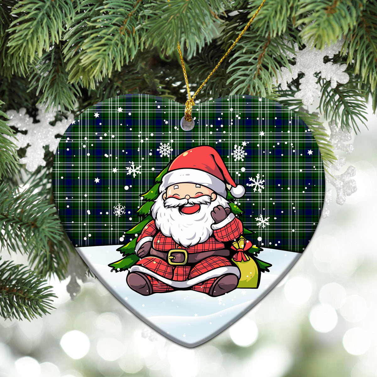 Learmonth Tartan Christmas Ceramic Ornament - Scottish Santa Style