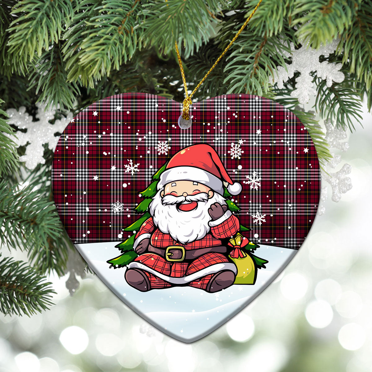 Little Tartan Christmas Ceramic Ornament - Scottish Santa Style