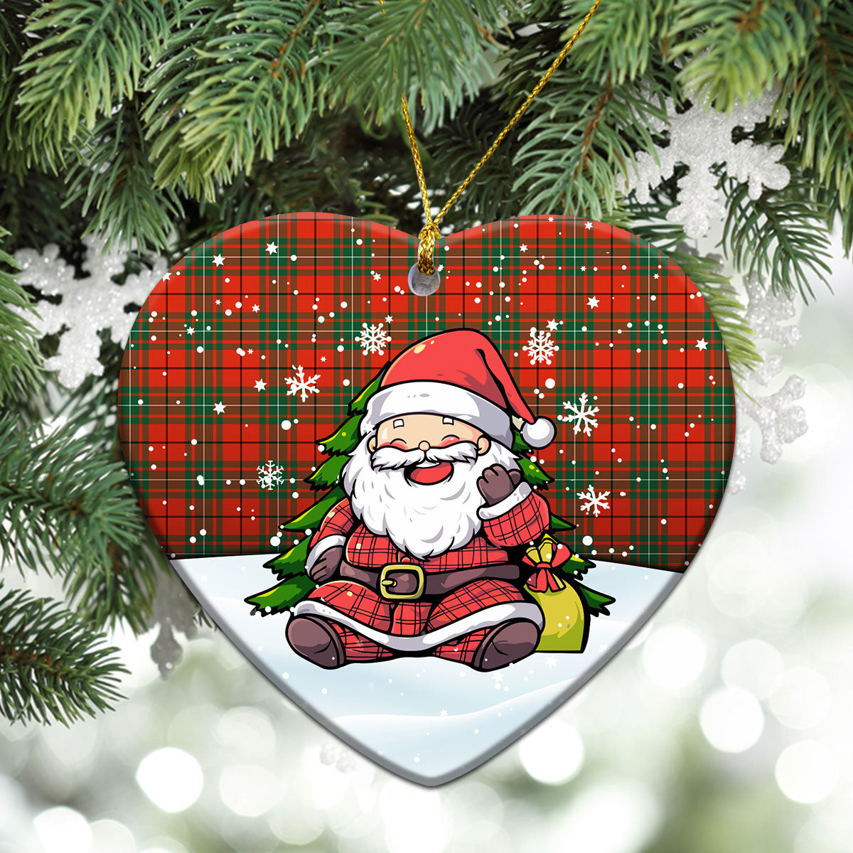 MacAulay Ancient Tartan Christmas Ceramic Ornament - Scottish Santa Style