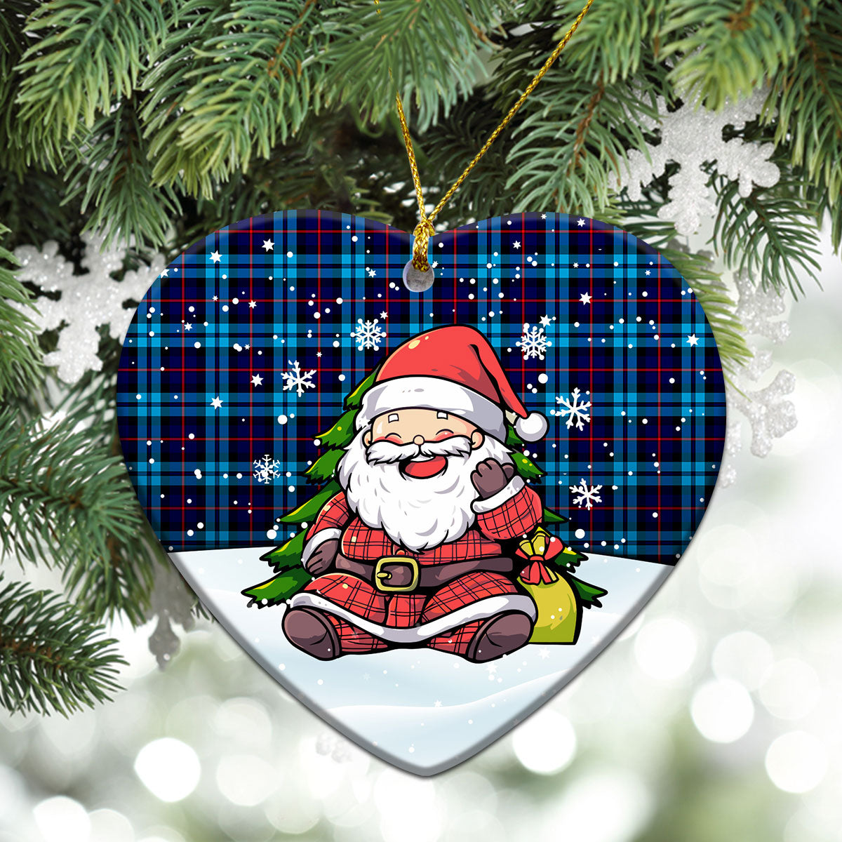 MacCorquodale Tartan Christmas Ceramic Ornament - Scottish Santa Style