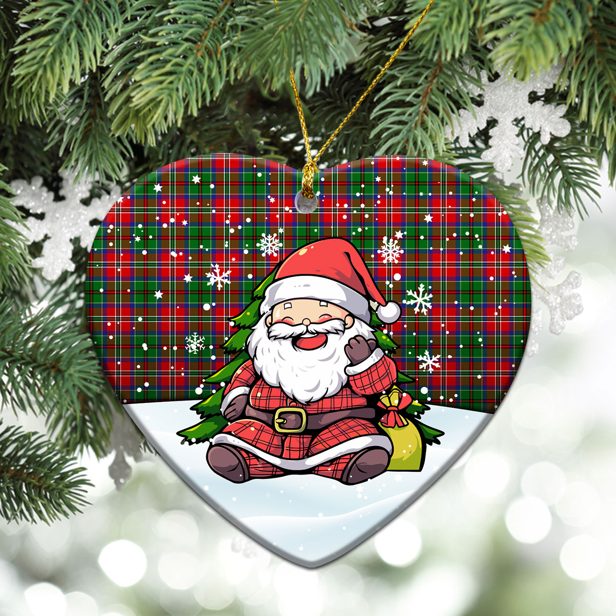 MacCulloch (McCulloch) Tartan Christmas Ceramic Ornament - Scottish Santa Style