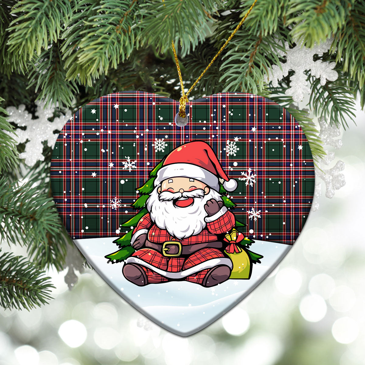 MacFarlane Hunting Modern Tartan Christmas Ceramic Ornament - Scottish Santa Style