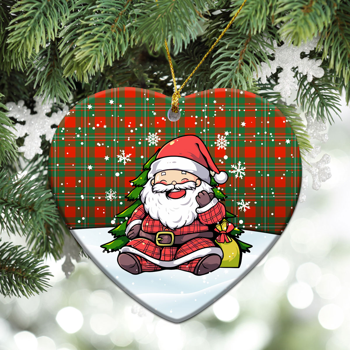 MacGregor Ancient Tartan Christmas Ceramic Ornament - Scottish Santa Style