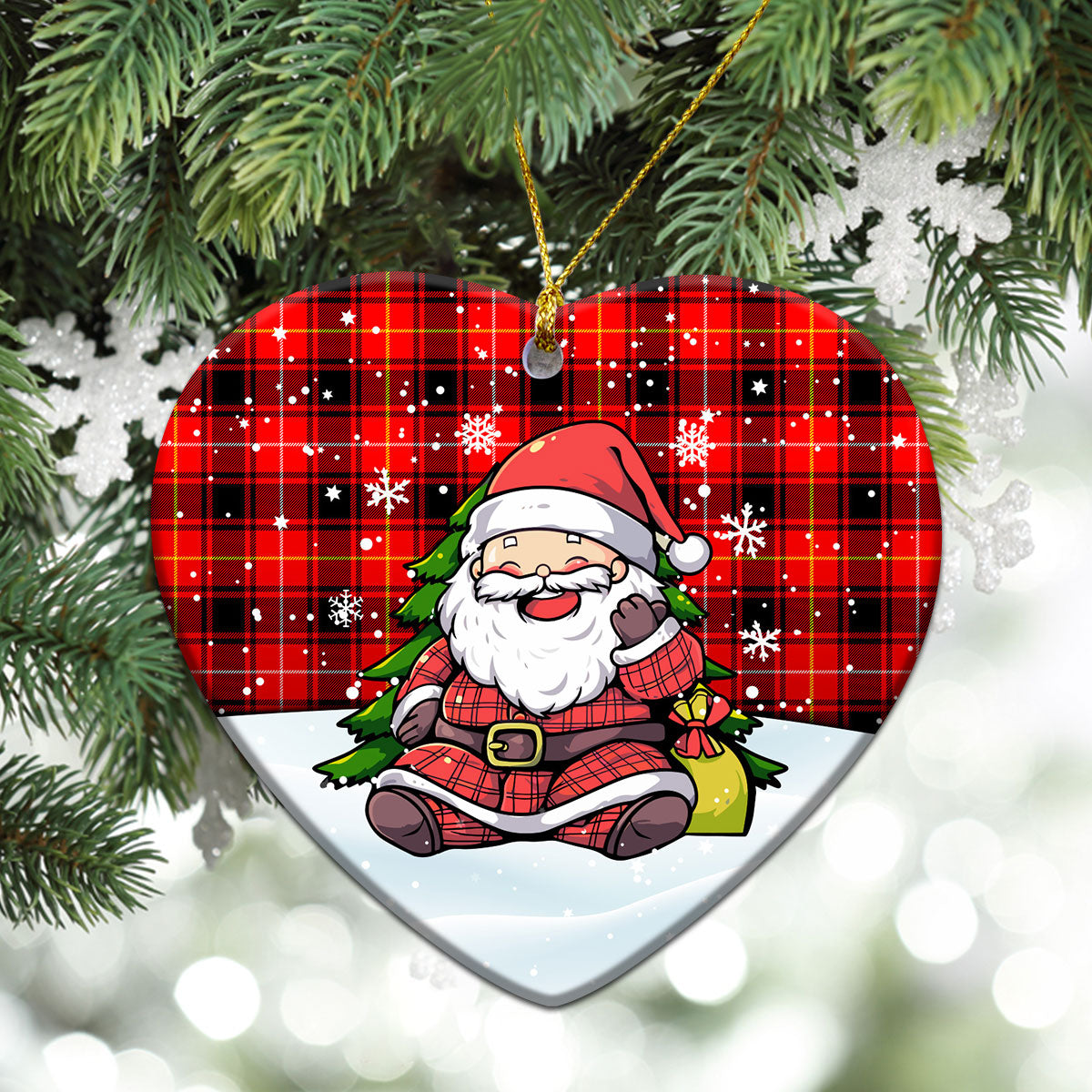 MacIver Modern Tartan Christmas Ceramic Ornament - Scottish Santa Style