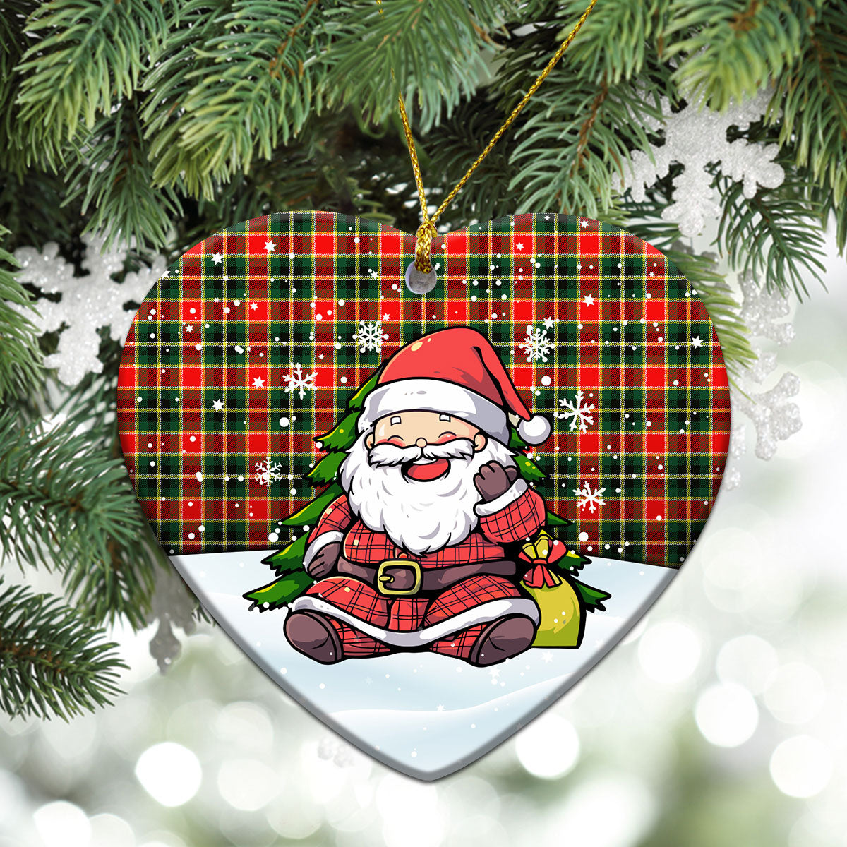 MacLachlan Hunting Modern Tartan Christmas Ceramic Ornament - Scottish Santa Style