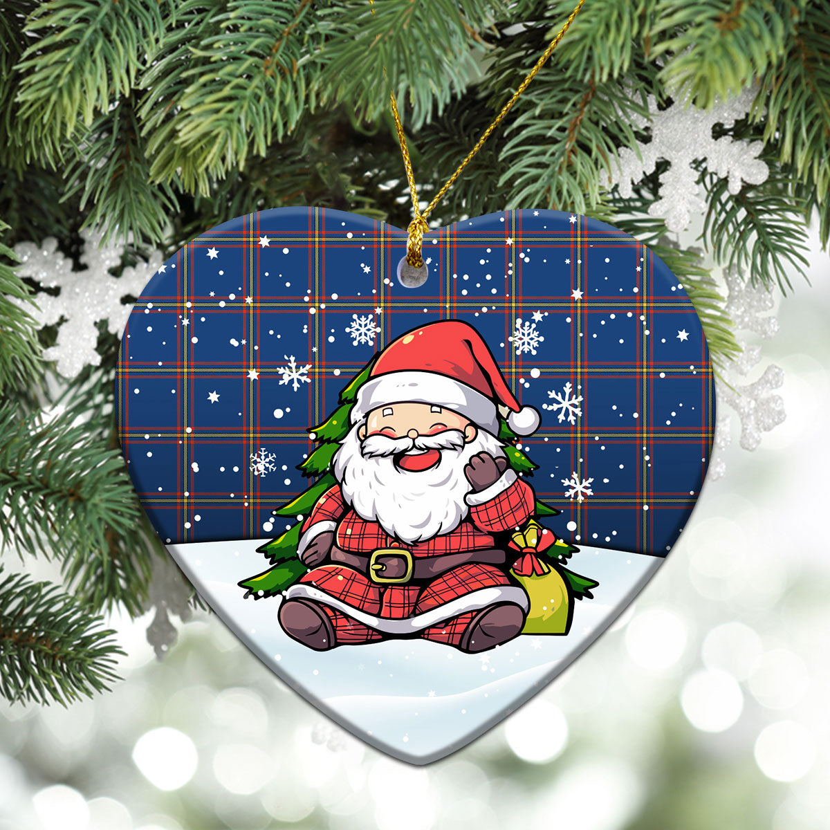 MacLaine of Loch Buie Hunting Ancient Tartan Christmas Ceramic Ornament - Scottish Santa Style