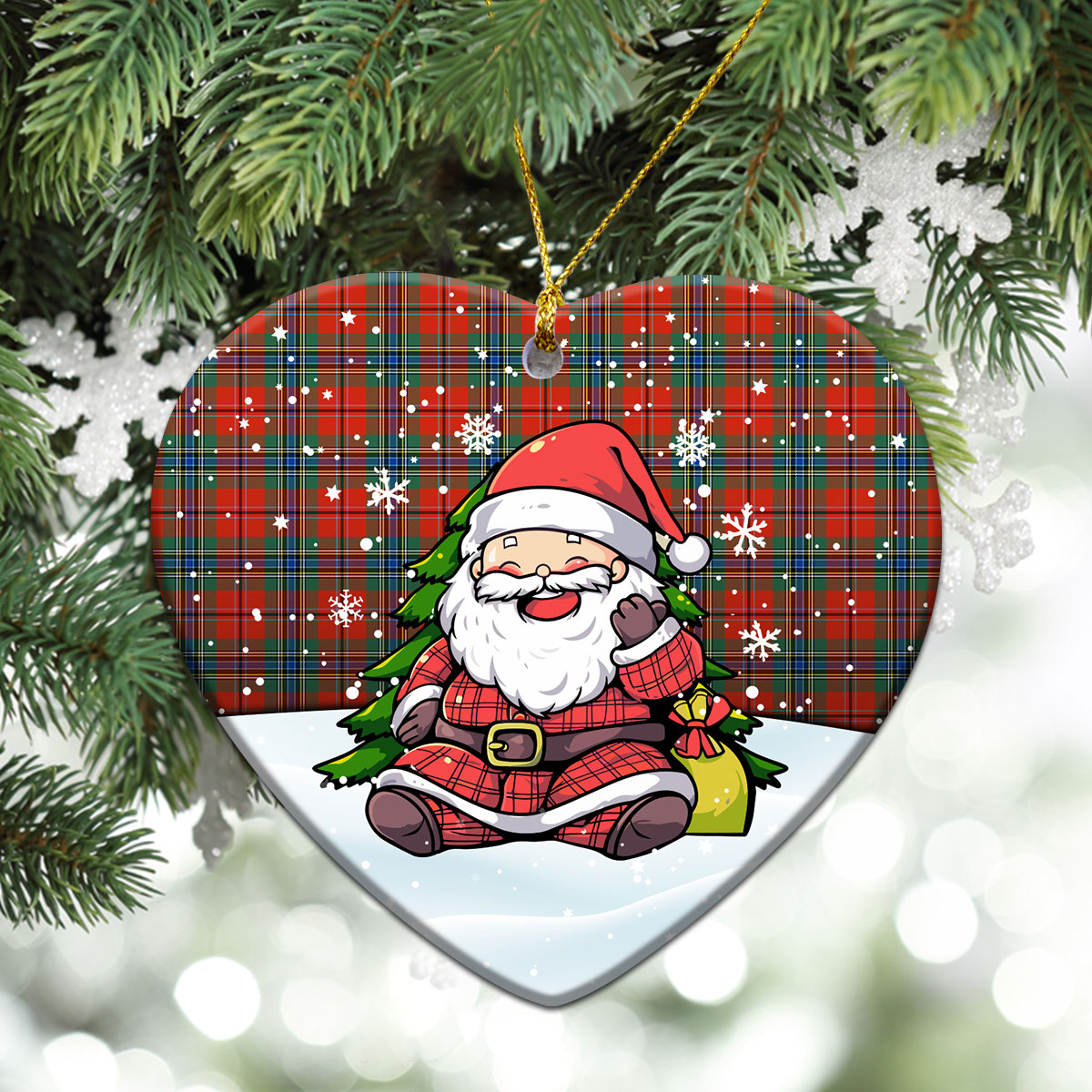 MacLean of Duart Ancient Tartan Christmas Ceramic Ornament - Scottish Santa Style