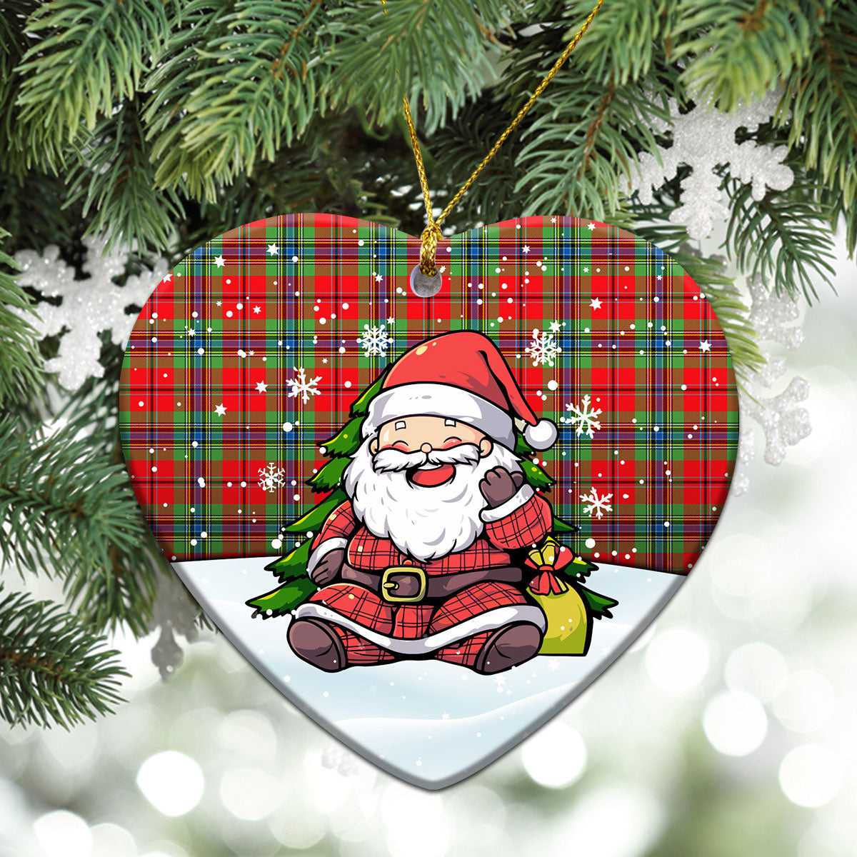 MacLean of Duart Modern Tartan Christmas Ceramic Ornament - Scottish Santa Style