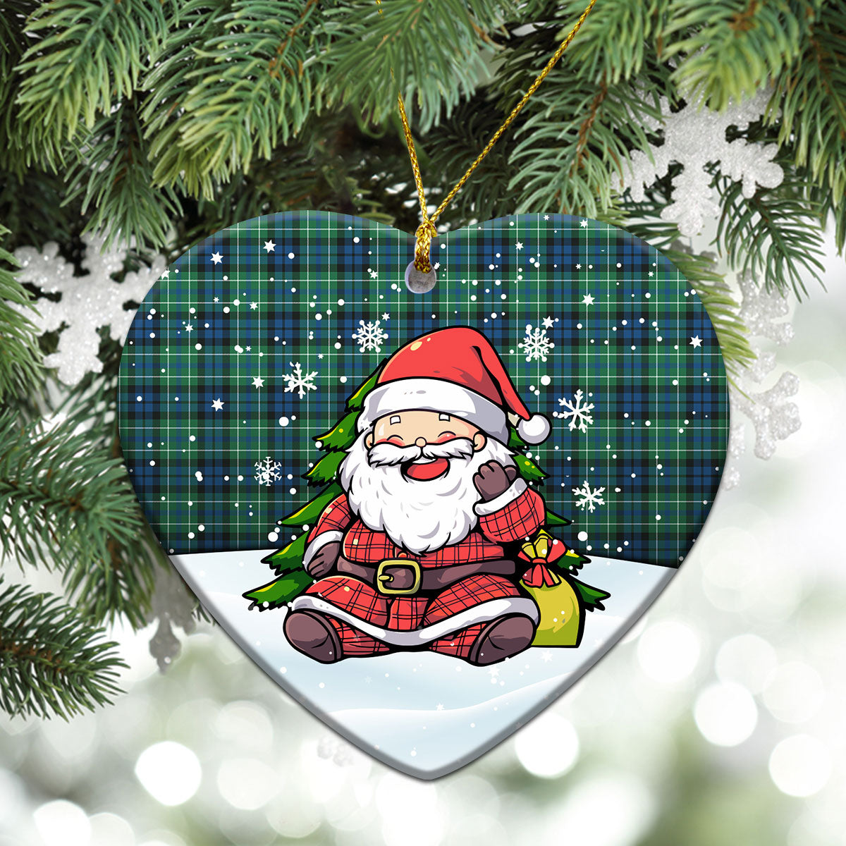 MacNeil of Colonsay Ancient Tartan Christmas Ceramic Ornament - Scottish Santa Style