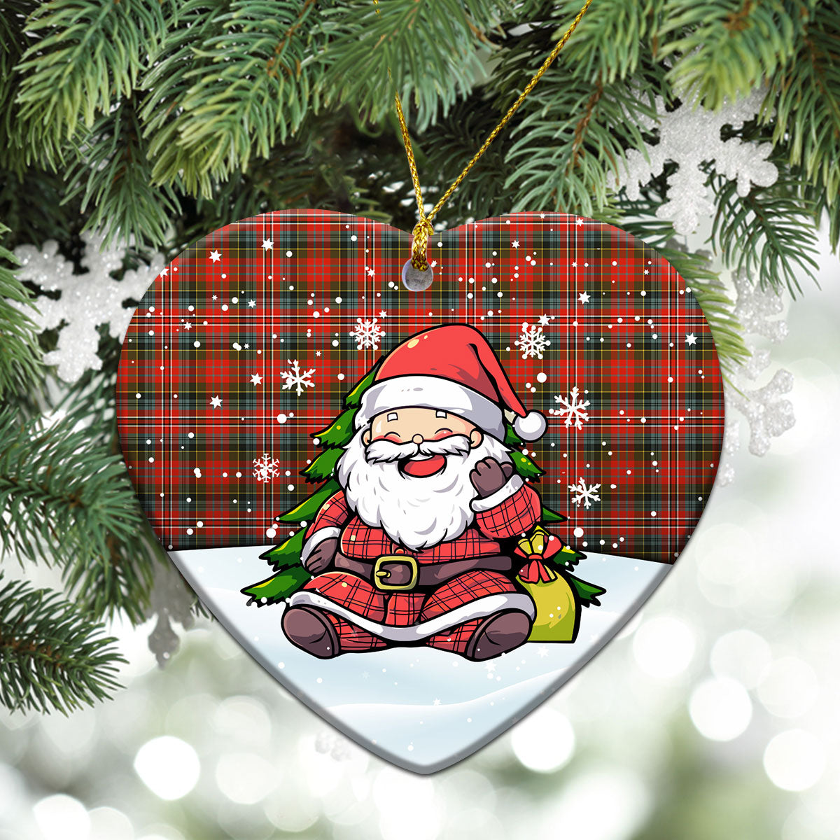 MacPherson Weathered Tartan Christmas Ceramic Ornament - Scottish Santa Style