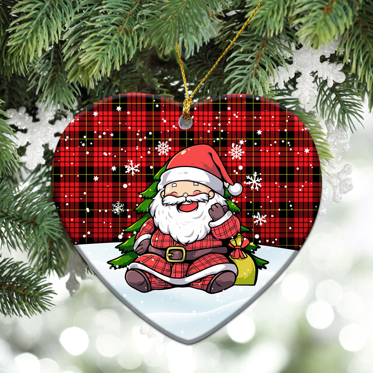 MacQueen Modern Tartan Christmas Ceramic Ornament - Scottish Santa Style