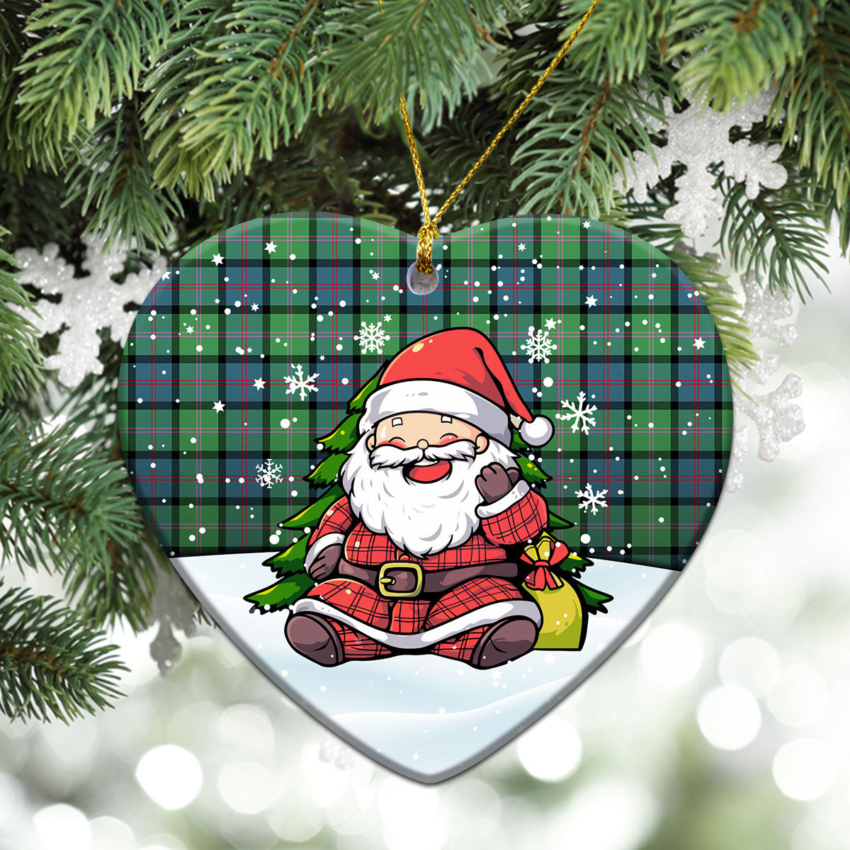 MacThomas Ancient Tartan Christmas Ceramic Ornament - Scottish Santa Style