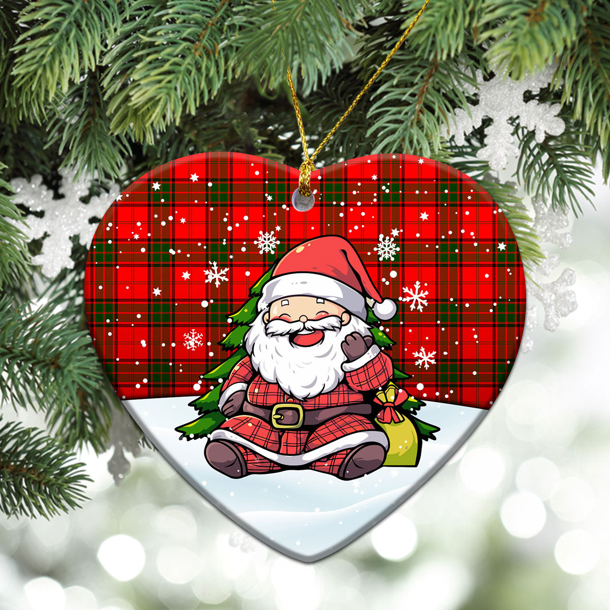 Maxwell Modern Tartan Christmas Ceramic Ornament - Scottish Santa Style