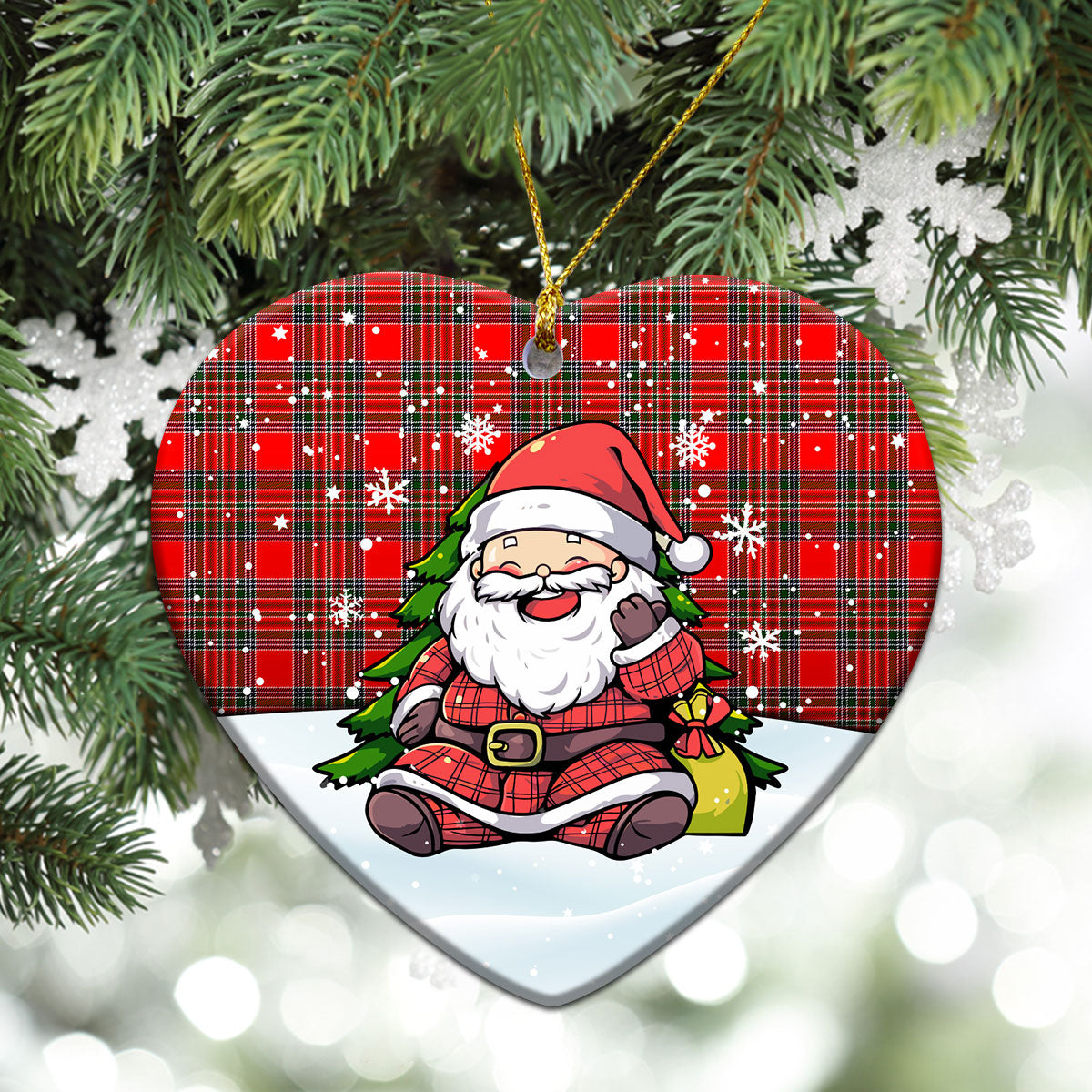 McBean Tartan Christmas Ceramic Ornament - Scottish Santa Style