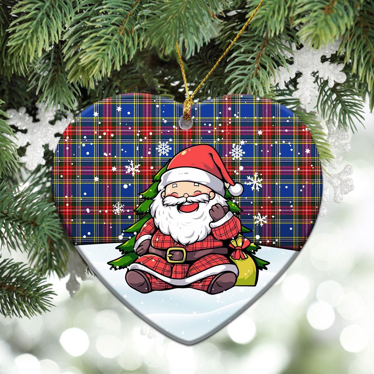 McBeth Modern Tartan Christmas Ceramic Ornament - Scottish Santa Style