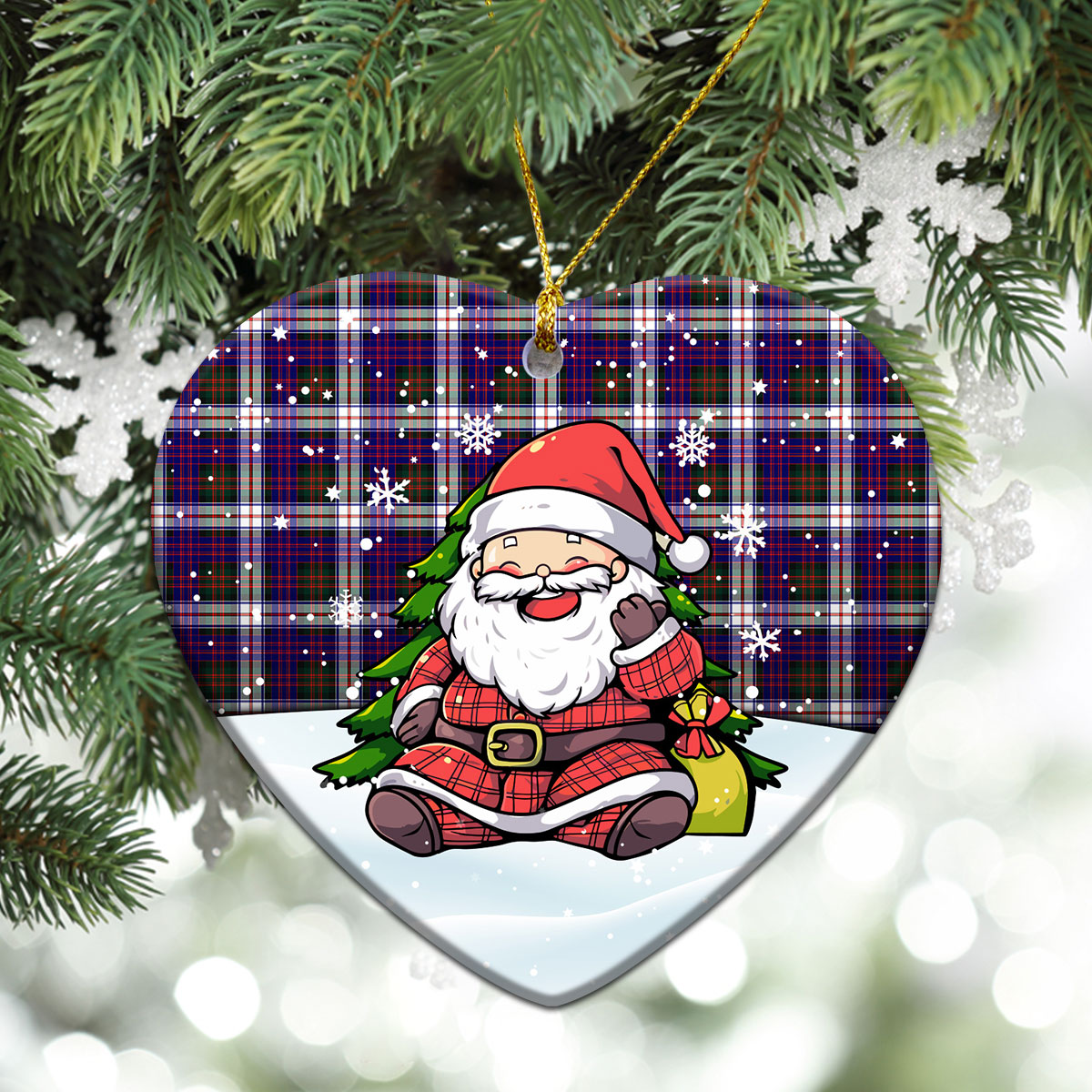 McDonald Dress Modern Tartan Christmas Ceramic Ornament - Scottish Santa Style