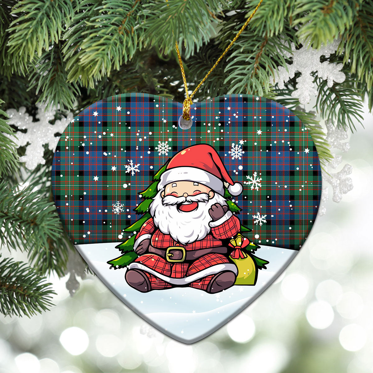 McDonnell of Glengarry Ancient Tartan Christmas Ceramic Ornament - Scottish Santa Style