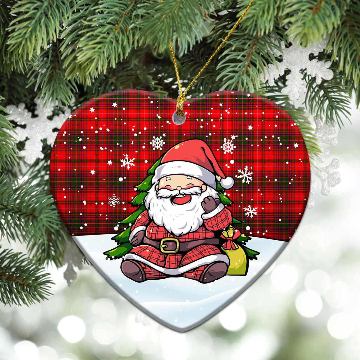 McDougall Modern Tartan Christmas Ceramic Ornament - Scottish Santa Style