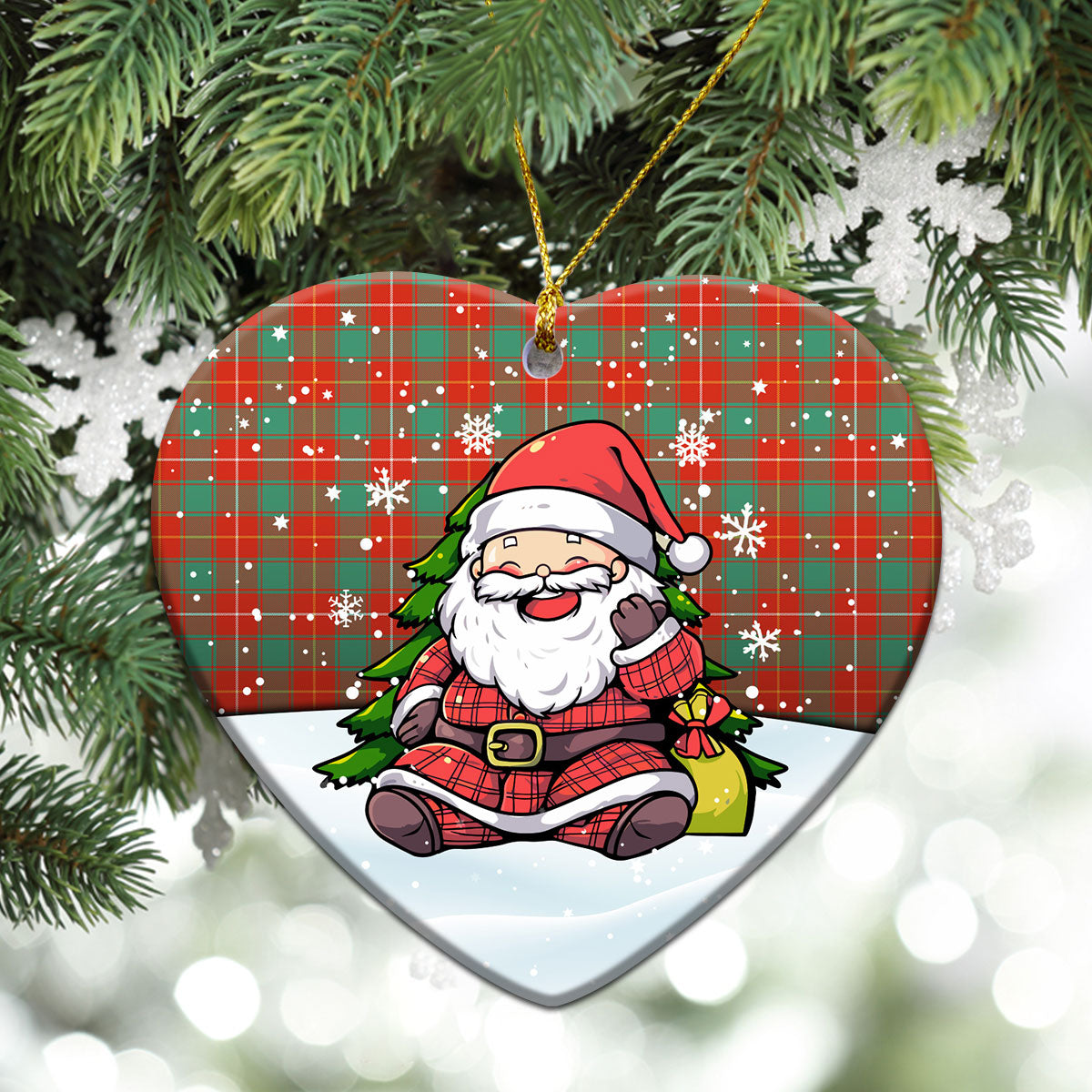 McFie Ancient Tartan Christmas Ceramic Ornament - Scottish Santa Style