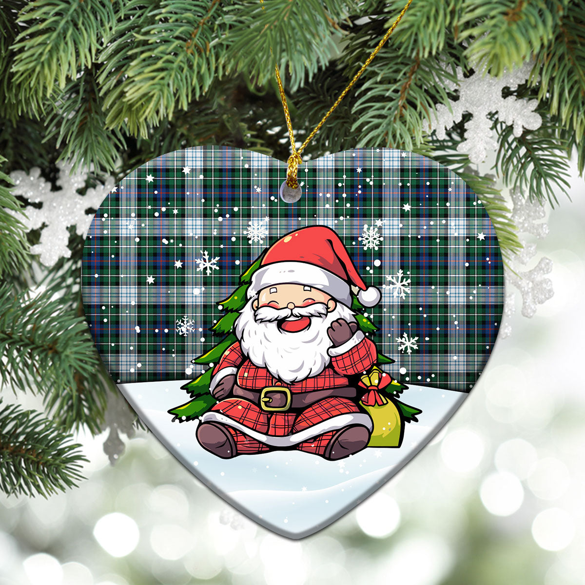 McKenzie Dress Ancient Tartan Christmas Ceramic Ornament - Scottish Santa Style