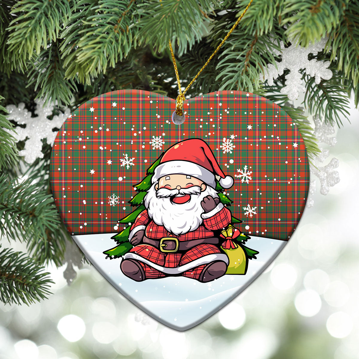 McKinnon Ancient Tartan Christmas Ceramic Ornament - Scottish Santa Style