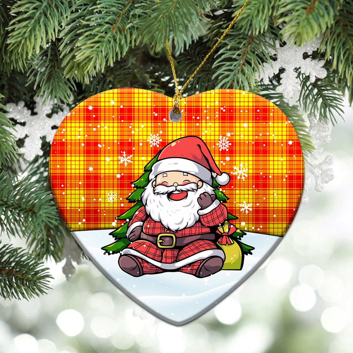 McMillan Clan Tartan Christmas Ceramic Ornament - Scottish Santa Style