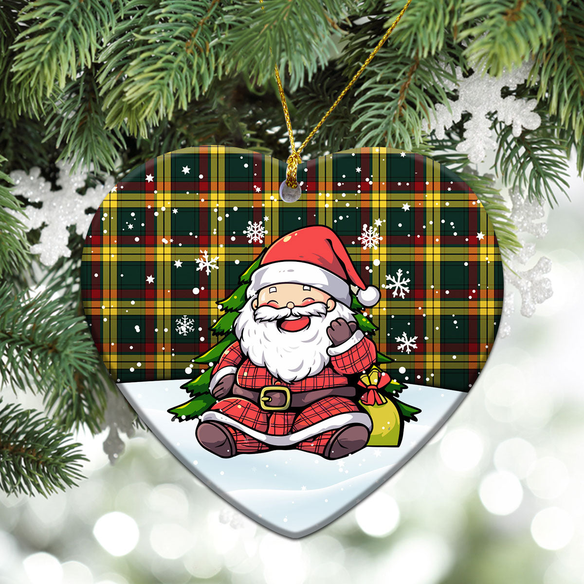 McMillan Old Modern Tartan Christmas Ceramic Ornament - Scottish Santa Style