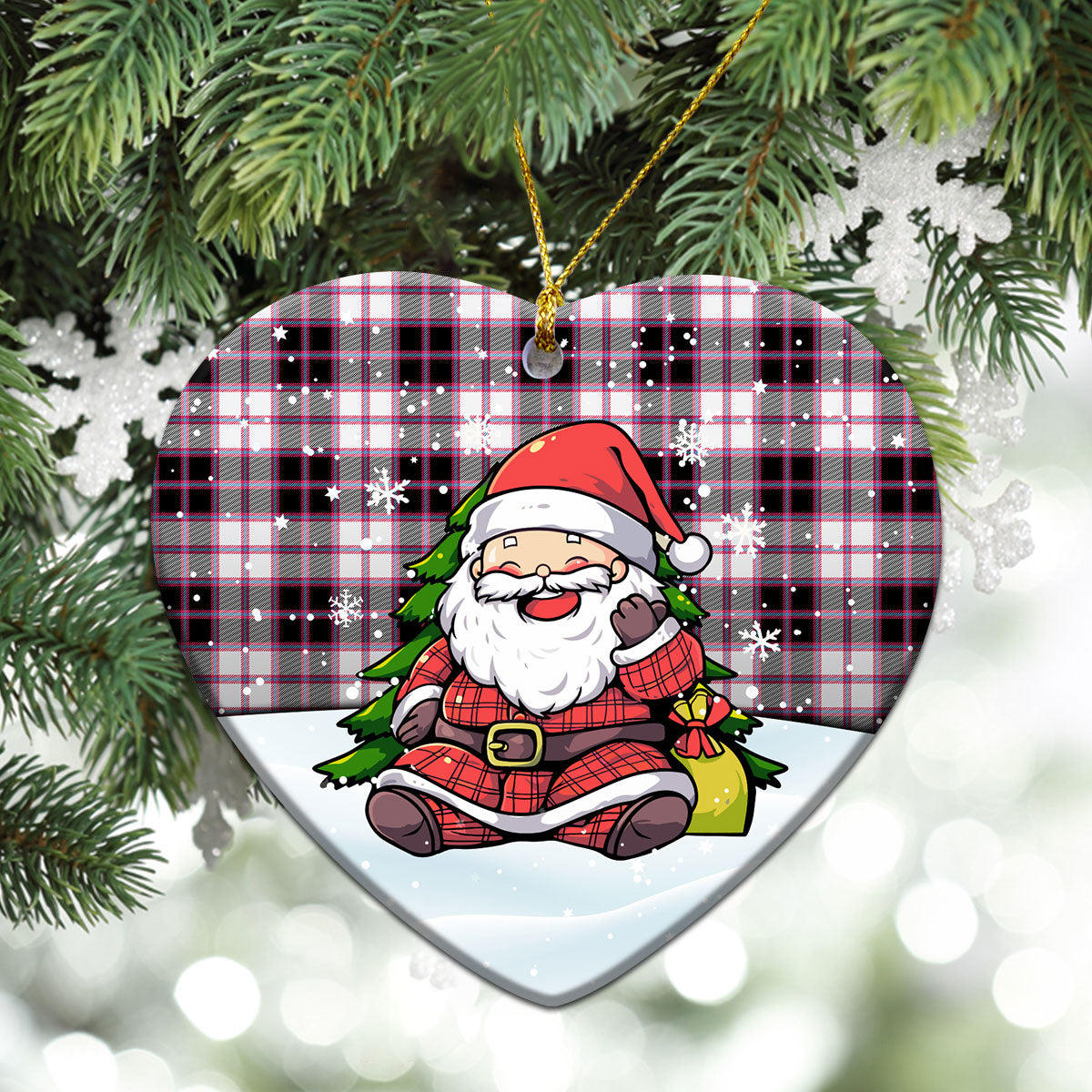 McPherson Hunting Modern Tartan Christmas Ceramic Ornament - Scottish Santa Style