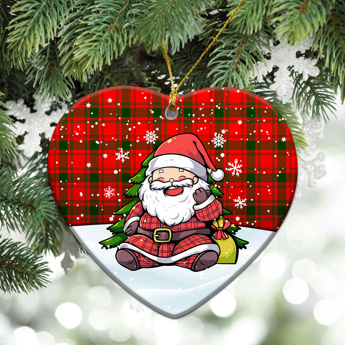 McQuarrie Tartan Christmas Ceramic Ornament - Scottish Santa Style