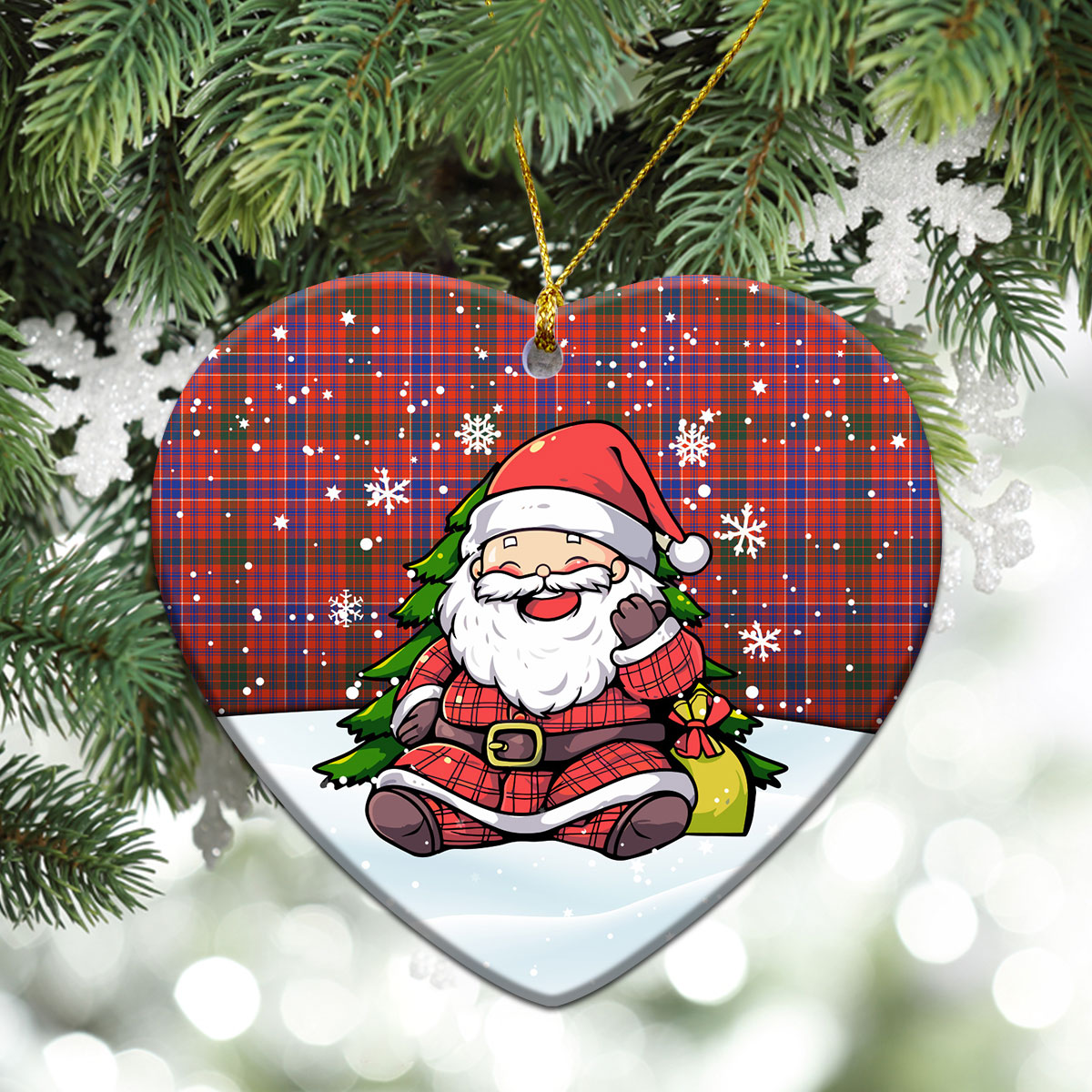 McRae Ancient Tartan Christmas Ceramic Ornament - Scottish Santa Style