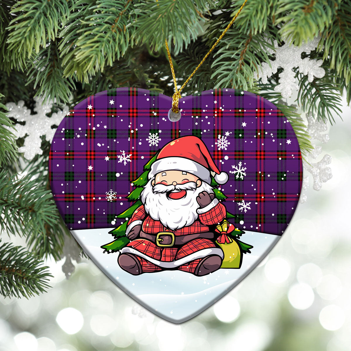 Montgomery Modern Tartan Christmas Ceramic Ornament - Scottish Santa Style