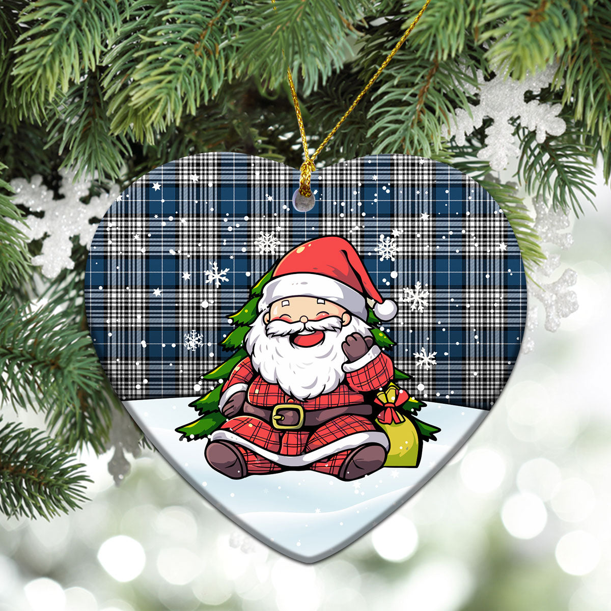 Napier Modern Tartan Christmas Ceramic Ornament - Scottish Santa Style