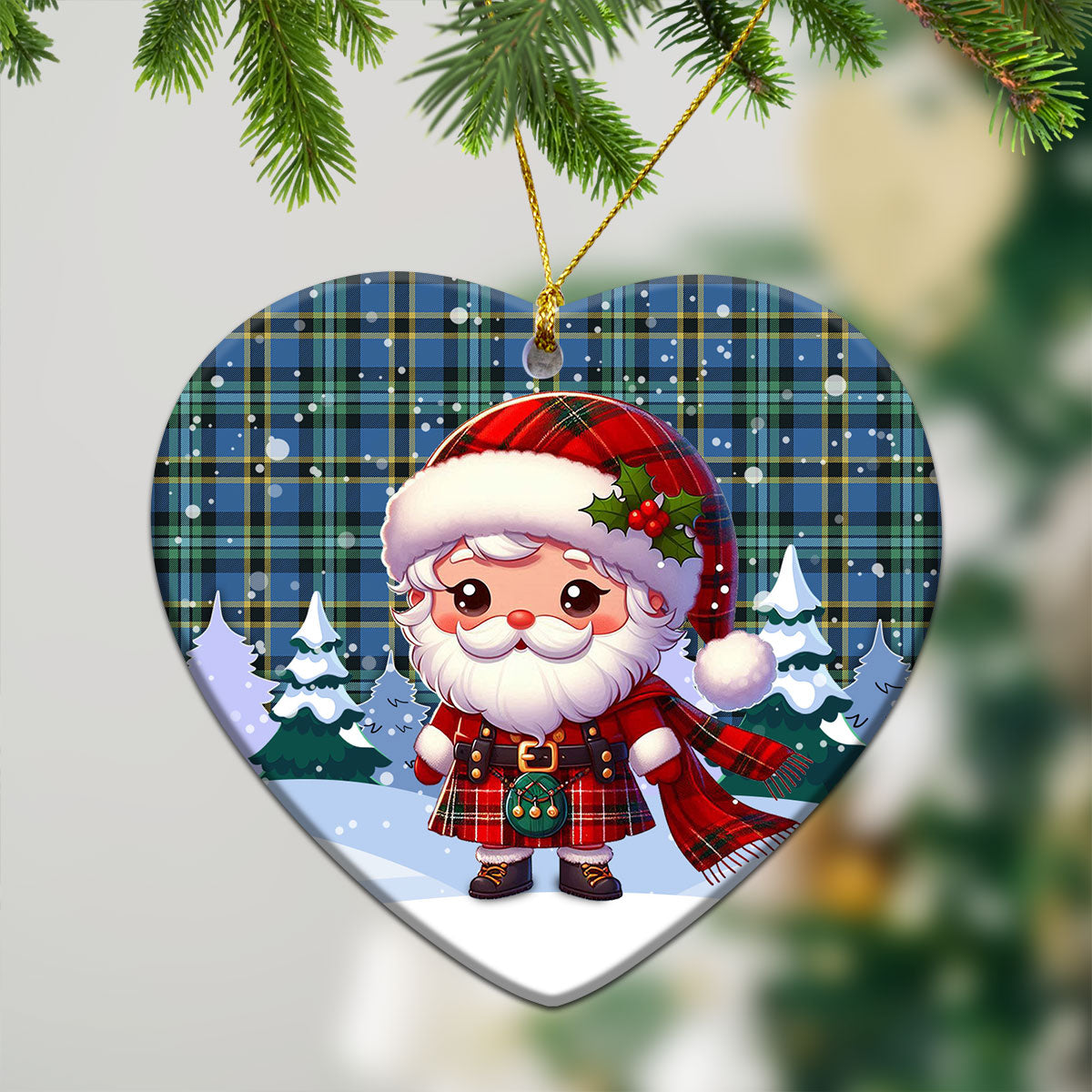 Weir Ancient Tartan Christmas Ceramic Ornament - Santa Claus In Kilt Style