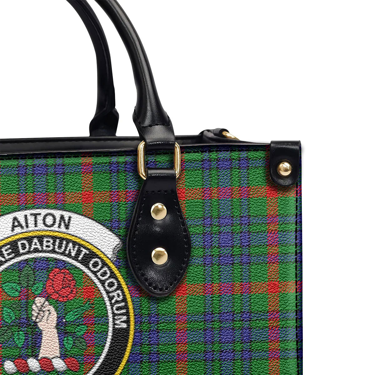 Aiton Tartan Crest Leather Handbag