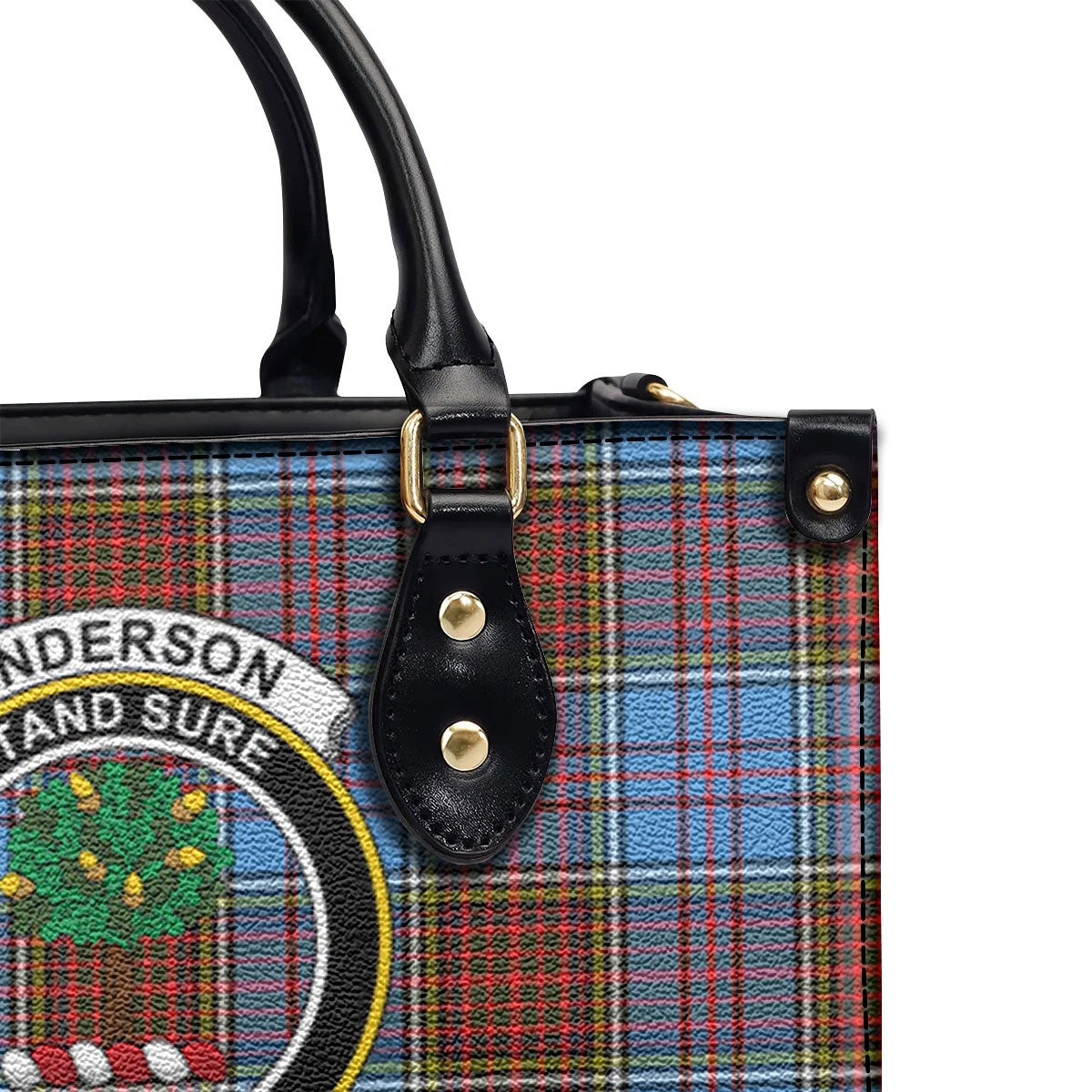 Anderson Modern Tartan Crest Leather Handbag