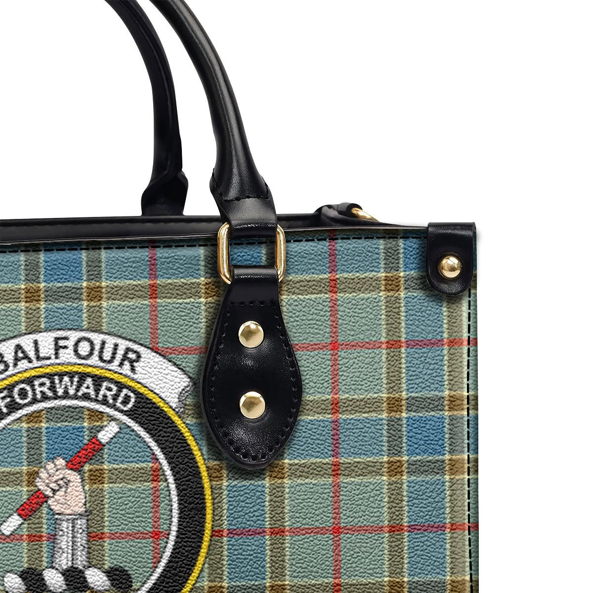 Balfour Blue Tartan Crest Leather Handbag