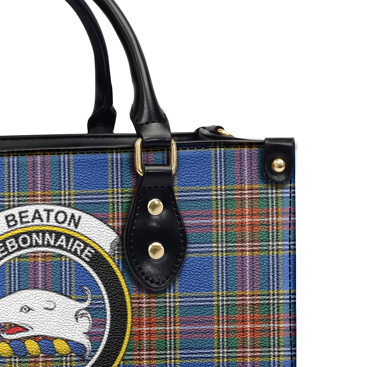 Beaton Ancient Tartan Crest Leather Handbag