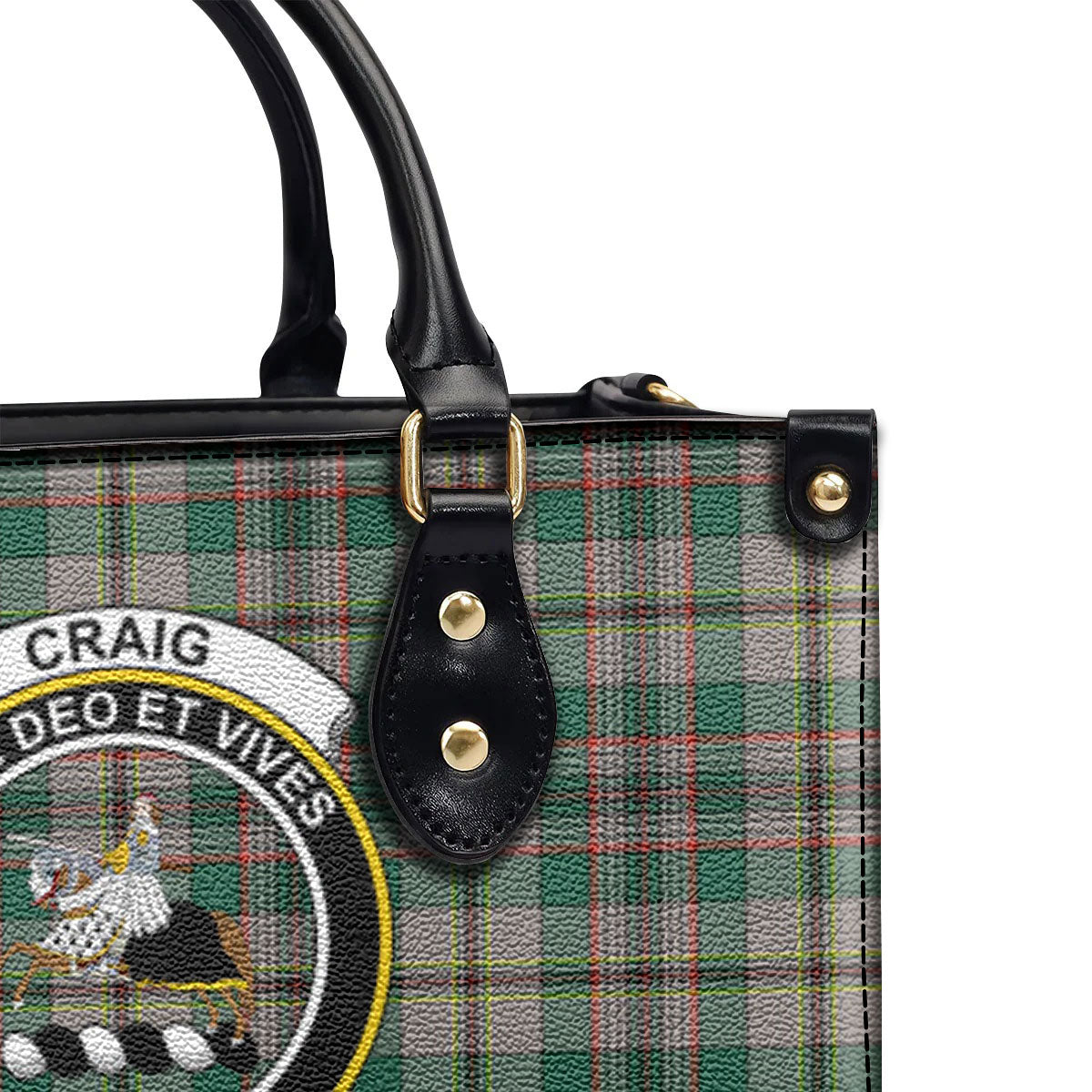 Craig Ancient Tartan Crest Leather Handbag