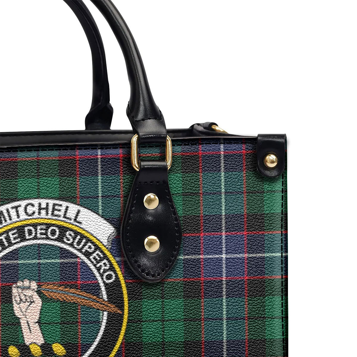 Mitchell Modern Tartan Crest Leather Handbag