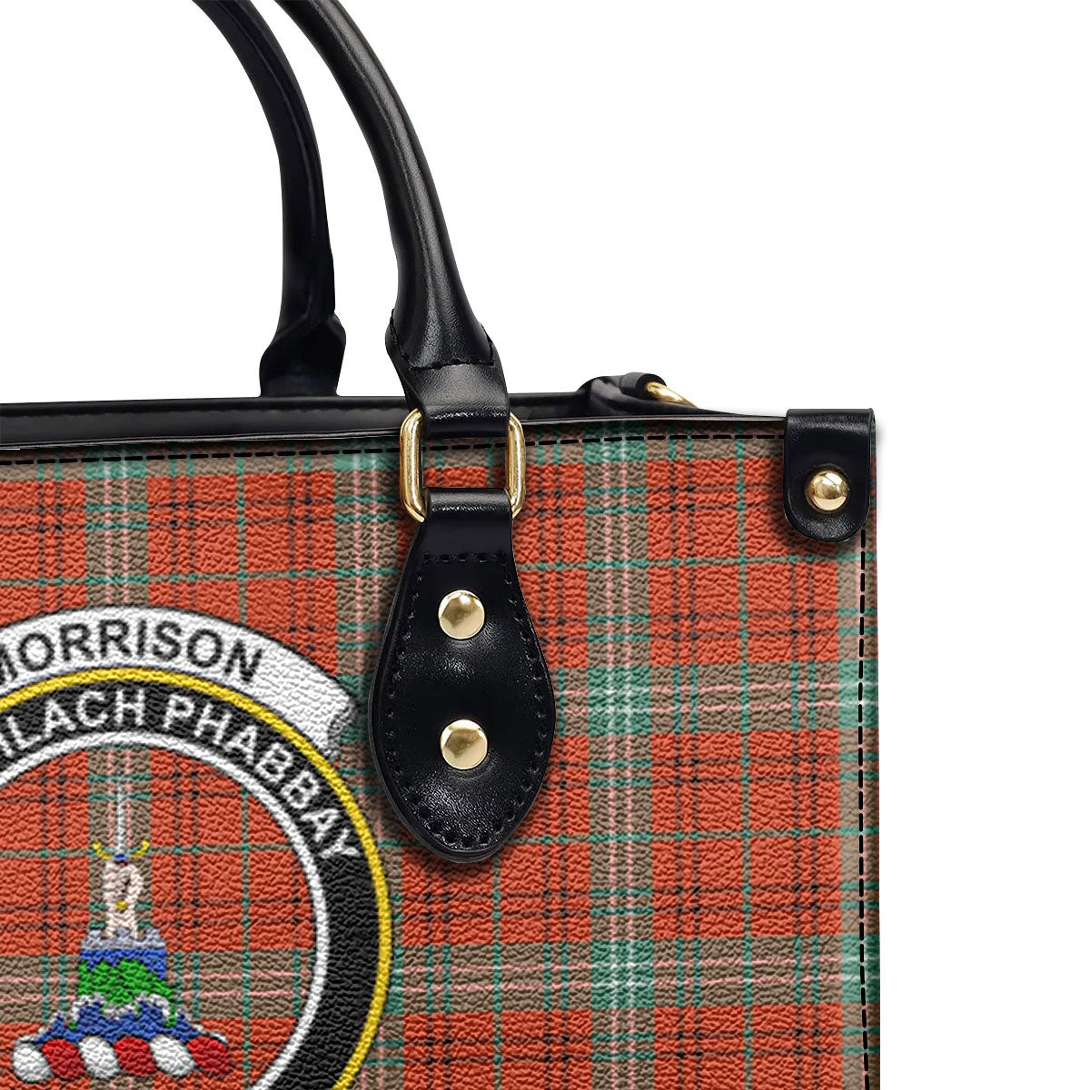 Morrison Red Ancient Tartan Crest Leather Handbag