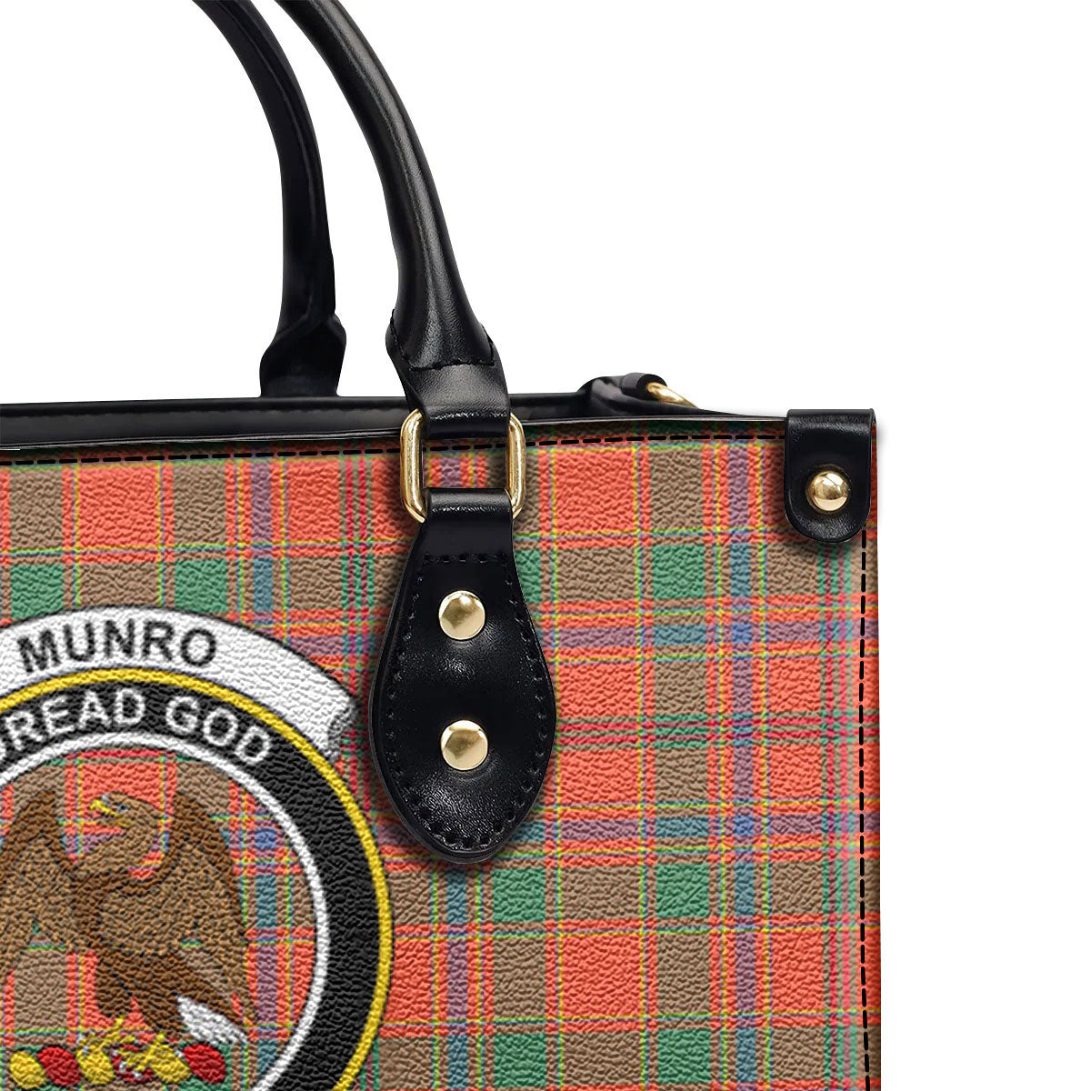 Munro Ancient Tartan Crest Leather Handbag