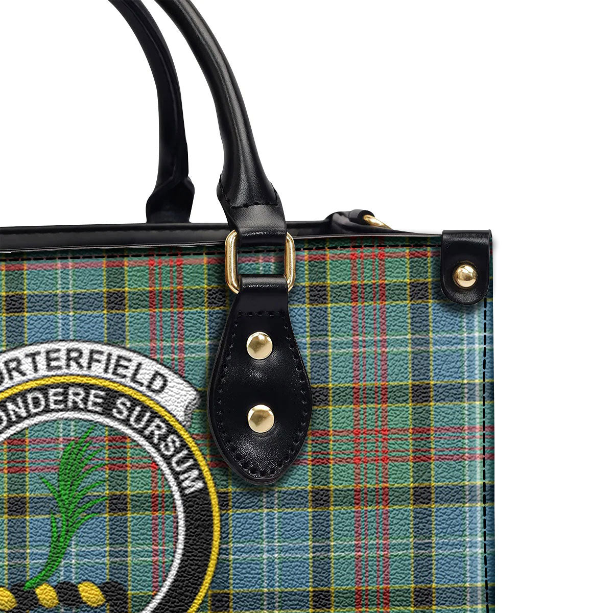 Porterfield Tartan Crest Leather Handbag