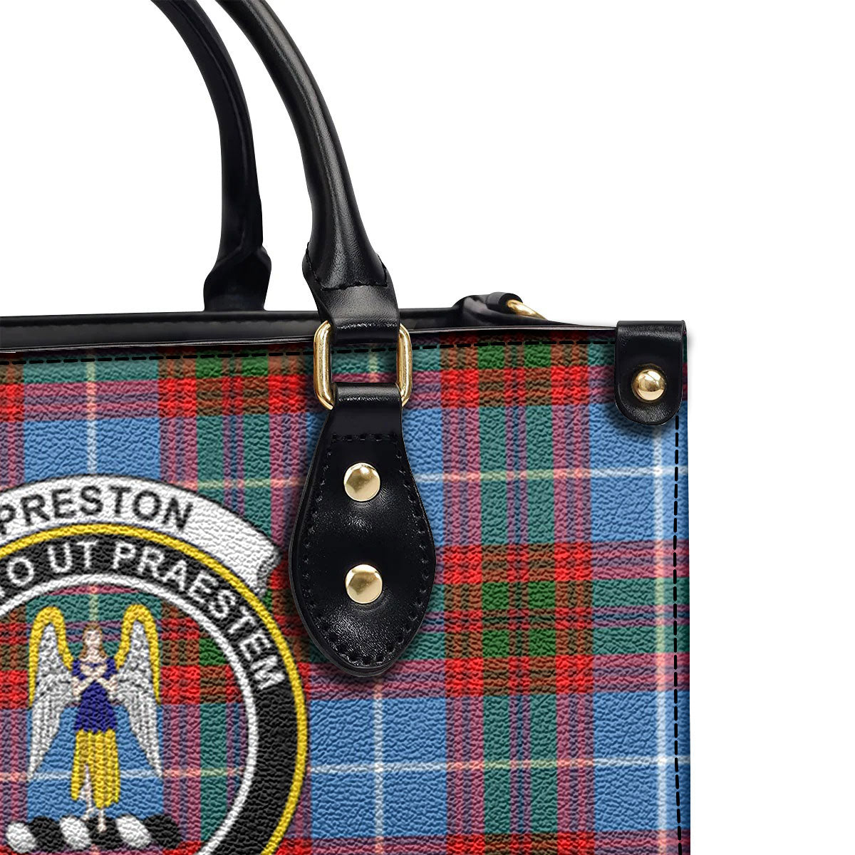 Preston Tartan Crest Leather Handbag