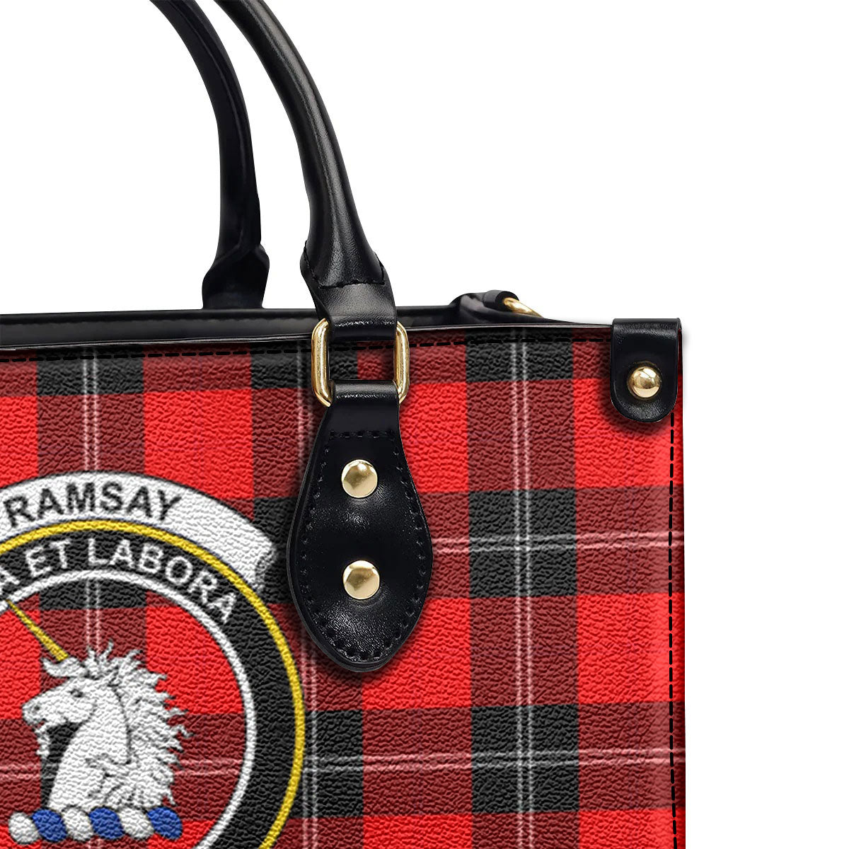 Ramsay Modern Tartan Crest Leather Handbag