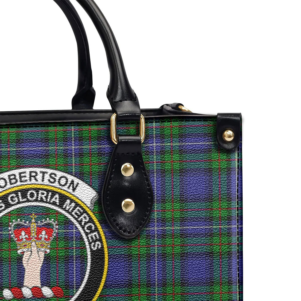 Robertson Hunting Modern Tartan Crest Leather Handbag