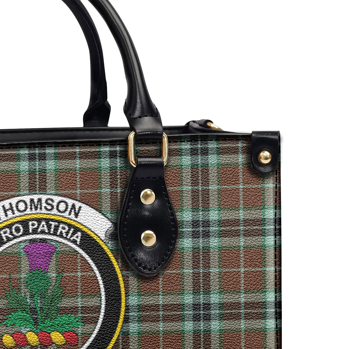 Thomson Hunting Modern Tartan Crest Leather Handbag