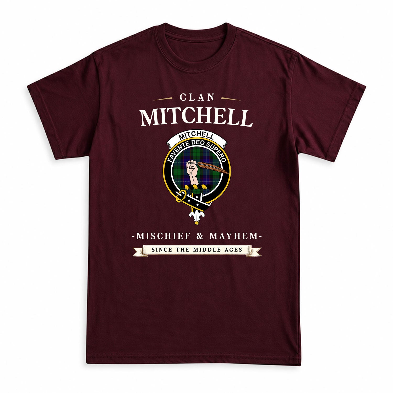 Mitchell Tartan Crest Mischief and Mayhem T-shirt