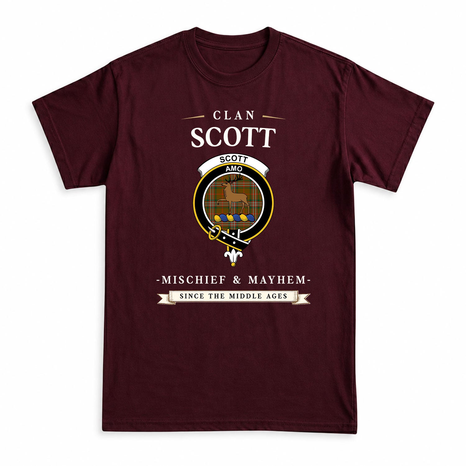 Scott Brown Modern Tartan Crest Mischief and Mayhem T-shirt