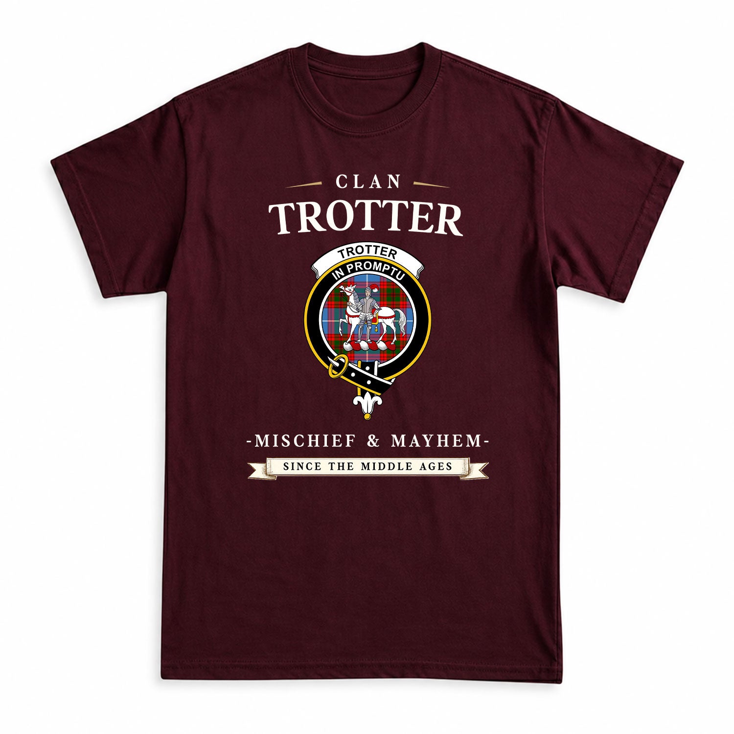 Trotter Tartan Crest Mischief and Mayhem T-shirt