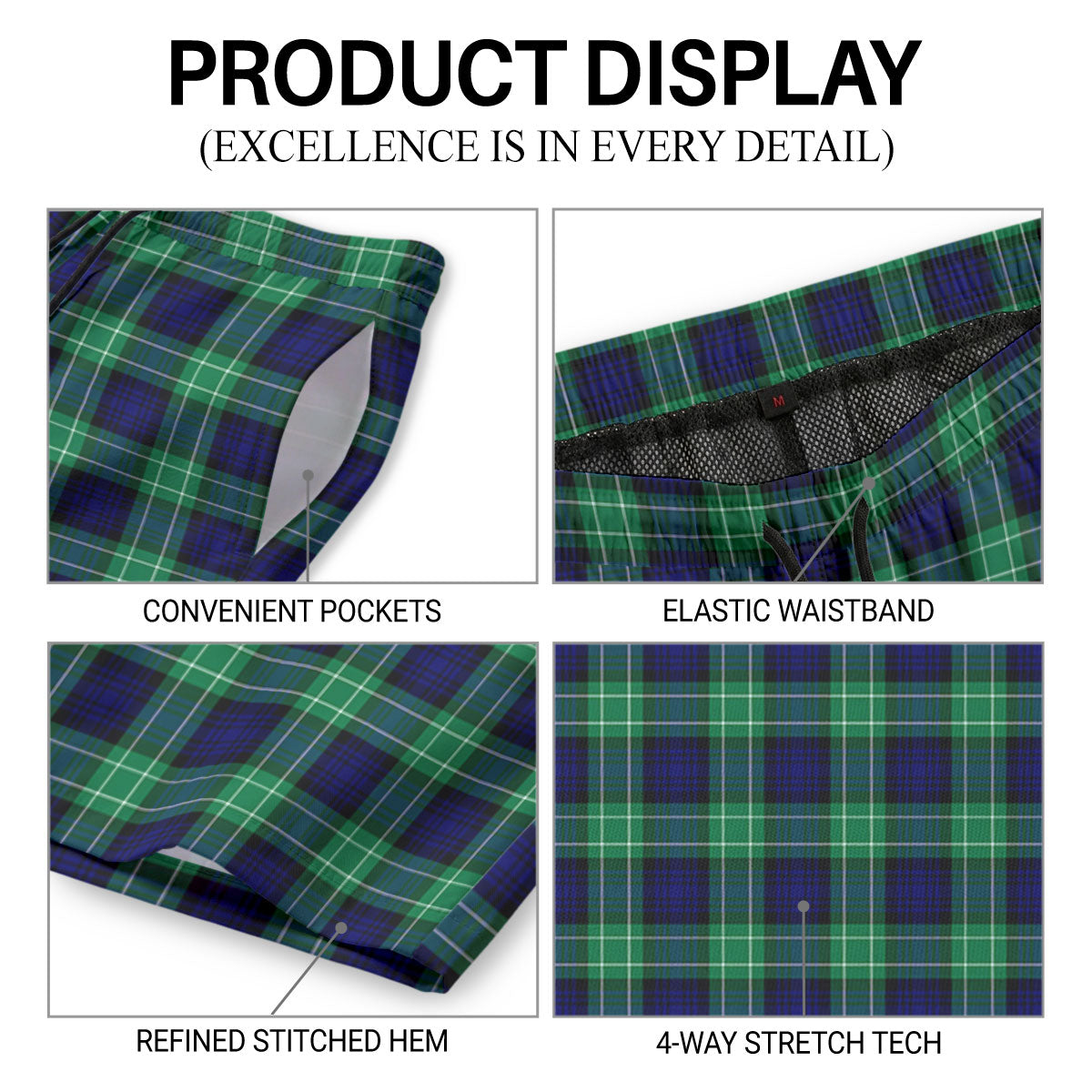 Abercrombie Tartan Crest Men's Beach Shorts